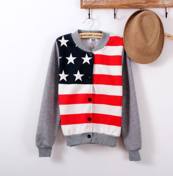 Jaqueta Varsity USA Flag Cinza